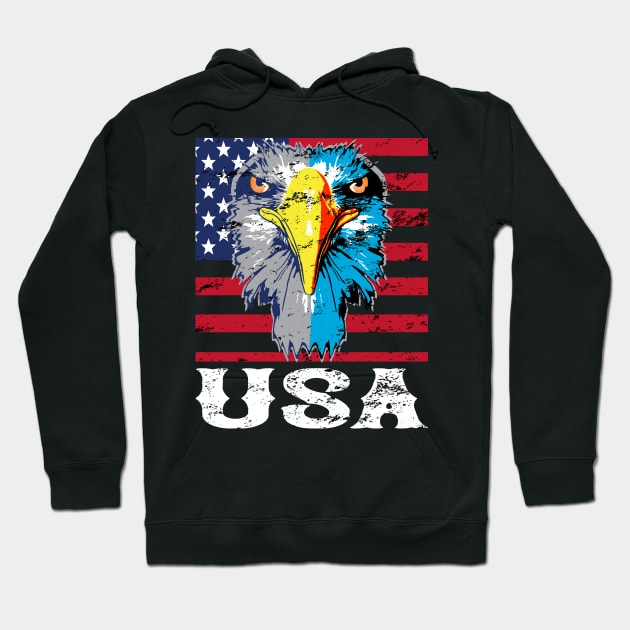 Fouth of July USA Eagle Patriotic Design Hoodie by FilsonDesigns